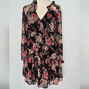 American Eagle Outfitters Black and Pink Floral Dress